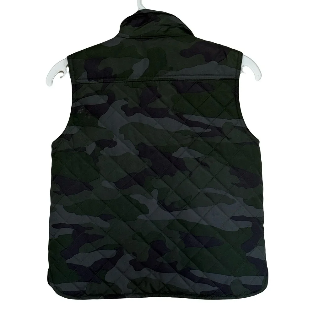Crewcuts Boys Camo Quilted Vest Size 6-7 Green Gray‎ Full Zip Pockets Casual